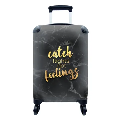 Produktbild von MuchoWow® Koffer Handgepäck Trolley Rollkoffer Kleine Reisekoffer mit 4 Rollen - Zitat - Reisen - Marmor - Cabin Size < 55x40x23 cm & 55x40x20 cm - Fotokoffer - Kabinenkoffer - Boardgepäck - Reise-Box - Reisekoffer - Reisegepäck - Koffer mit Bild - Trolley für Kinder