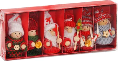 Produktbild von BRUBAKER 6-TLG. Set Häkelmännchen Weihnachtsanhänger Geschenkanhänger Baumschmuck bis zu 8 cm große Figuren