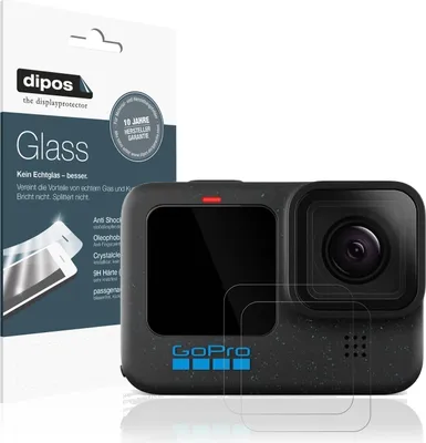 Produktbild von 2x Schutzfolie für GoPro Hero 12 Black - Anti-Shock 9H Folie dipos Glass Kunststoffglas