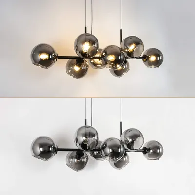 Produktbild von ZMH LED Pendelleuchte 8 Flammig esstisch Hängeleuchte mit  Glas Kugel Leuchte Pendellampe für Esszimmer Wohnzimmer  Schlafzimmer
