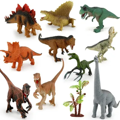 Obrázek produktu pro 6dílný model auta s dinosaurem pro děti, Brachiosaurus a Tyranosaurus, hračka