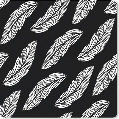 Produktbild von MuchoWow® Mauspad Mousepad Muster - Federn - Schwarz und Weiß 20x20 cm - Mousepads - Maus Mat - Pad - Mausunterlage - Desk Mat - Bureauartikeln
