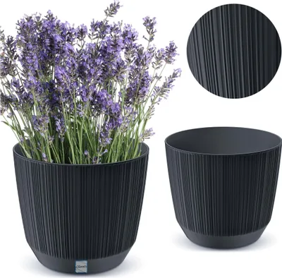 Zdjęcie produktu dla Doniczka Osłonka Domowa 19,5 Cm Ryfo Na Stół Parapet Do Domu Antracytowa
