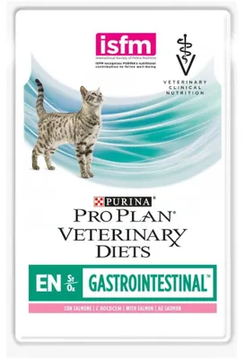 Imagen del producto de PURINA Pro Plan Veterinary Diets EN St/Ox para problemas gastrointestinales, sabor a salmón – alimento húmedo para gatos – 10 unidades de 85 g