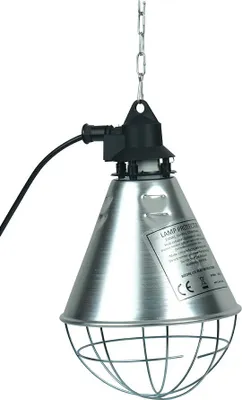 Produktbild von Infrarot Wärmelampen Schutzkorb für Hühner-Küken von MeineHennen mit 2,5m Schnur, die rotlichtlampe wärmelampe inkl. 2 m Befestigungskette, mit einer Tragkraft von 20 kg und 8 Lüftungsschlitzen