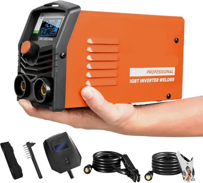 Imagen del producto de Lasmachine - Mini soldadora - 2 en 1, inversora - 200A - MMA - TIG (con función de elevación) - Pantalla LCD - Color  y naranja