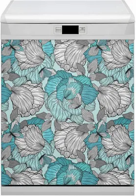 Produktbild von Küche Magnet für Spülmaschine  Abwaschbar 60x80 cm Geschirrspüle  - Blumen kritzeln
