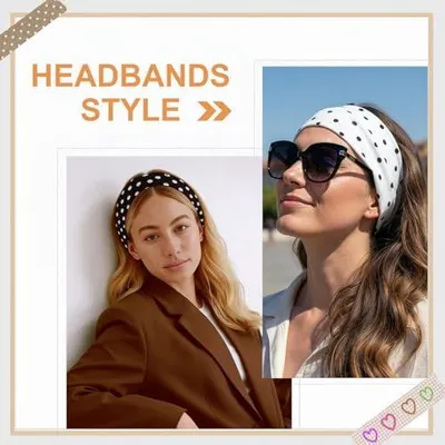 Produktbild von Punktmuster-Haarband, 5 Stück für Damen, elastisches Stirnband für Frauen als Sport- und Yoga-Haaraccessoire