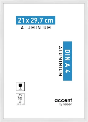 Produktbild von accent by nielsen Aluminium Bilderrahmen Accent, 21x29,7 cm (A4), Weiß Glanz