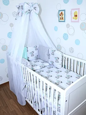 Produktbild von Baby Bettwäsche Bettset MINKY mit 6 x Kissen - 6 teilig -Nestchen Chiffon Himmel - 02. CH02