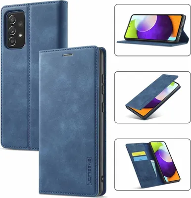 Immagine prodotto di Galaxy A72 Custodia in pelle con funzione stand e porta carte, custodia design portafoglio per Samsung Galaxy A72 5G blu