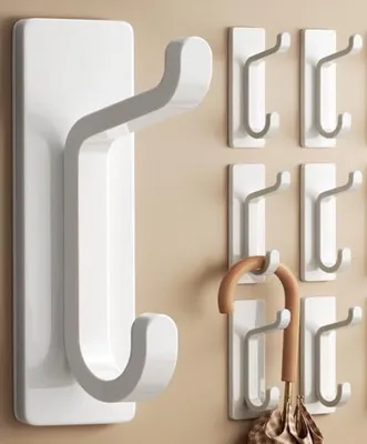 Productafbeelding van PromoHome® Zelfklevende deurhaken – Sterke wandhaken voor handdoeken en jassen, 6 stuks, wit
