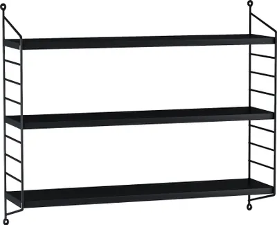Produktbild von Modulares Wandregal Strängnäs Metallregal Schwarz matt Hängeregal mit 3 Regalböden Badregal Küchenwandregal Wandablage Wohnzimmer