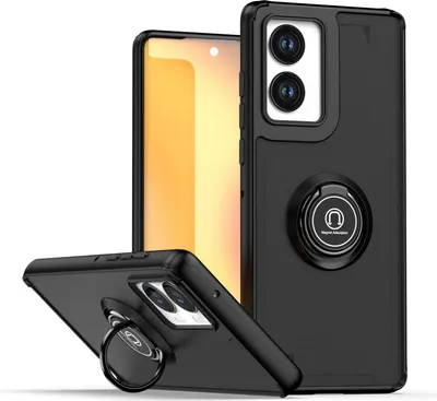 Immagine prodotto di Custodia per Motorola Edge 50 Fusion in TPU traslucido opaco con supporto ad anello e supporto Nero