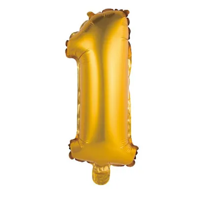 Imagen del producto de Globo inflable con forma del número "1", color dorado, 35 cm