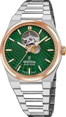 Produktbild von Festina Armbanduhr Automatic Rivé Swiss Made Green - Rose-gold