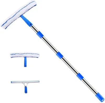 Produktbild von 2-in-1-Glasreinigungsset mit Mikrovezel-Bürste - Reinigungssatz für Fenster, Glas, Dusche und Autotüren