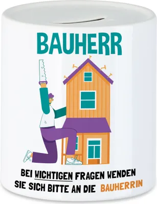 Produktbild von Bauherr Spardose Richtfest Hausbau Häuslebauer Geschenk Einzug Eigenheim Lustig Sarkasmus