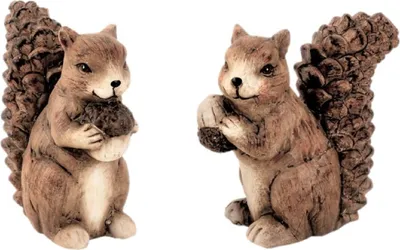 Produktbild von 2 Eichhörnchen Figuren mit Nuss H 11-12 cm Dekofigur Gartenfiguren