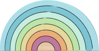 Produktbild von Tooky Toy Regenbogen Stapelturm aus Holz in Pastellfarben | Stapelspielzeug in Regenbogenform / Regenbogenstapler / Bausteine | Montessori Spielzeug