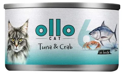 Immagine prodotto di Gatto OLLO n. 6 Tonno e granchi in brodo - cibo umido per gatti - 70 g