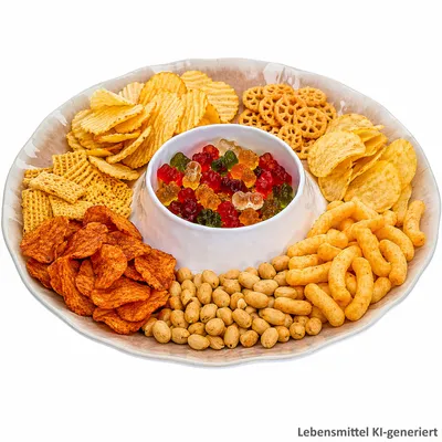 Produktbild von JO Servierplatte Ø 35,5 cm runde Snack- & Dipplatte Melamin braun Chips
