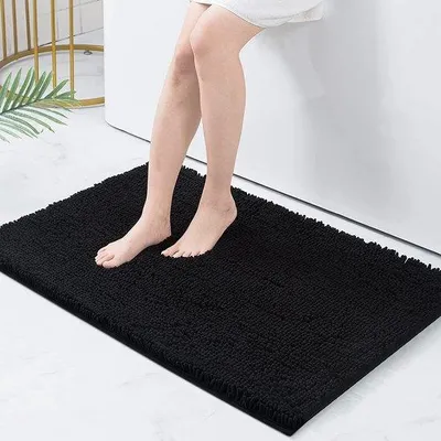 Immagine prodotto di Tappetino da bagno antiscivolo in spugna, nero, in microfibra, assorbente, 60 x 90 cm