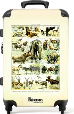 Produktbild von NoBoringSuitcases.com® Großer Koffer - Illustration - Natur - Tiere - Vintage - Millot - Kombinationsschloss TSA - Hartschalen Trolley 4 Rollen - 72 liter - Reisekoffer - 66 cmKoffer Mittelgroß 67x43x25 cm, 72L,