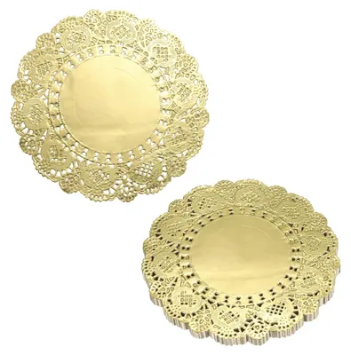 200 goldene Spitzenpapierdeckchen, 14 cm, rund, Einweg-Dekorpapier