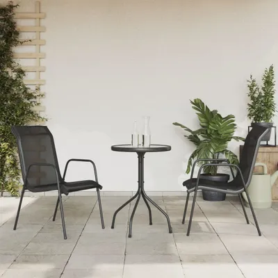 Zdjęcie produktu dla Maison Exclusive – 3-częściowy zestaw ogrodowy do jadalni, czarna stal