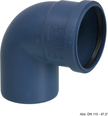 A blue pipe fitting on a white background.