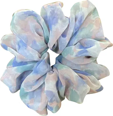 Produktbild von Maxi Aquarell-Scrunchie aus zartem Stoff Aesthetic in Blau