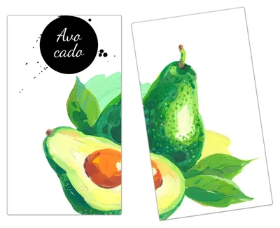 Produktbild von Spritzschutz Herdabdeckplatte Schneidebrett aus Glas Design aus Avocado 2-Teilig (60x52cm)