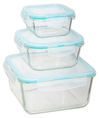 Image de Récipients alimentaires en verre résistants à la chaleur avec couvercles, 3 pièces