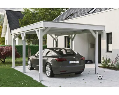 Produktbild von Einzelcarport SKAN Holz Grunewald inkl. EPDM Folie 321 x 554 cm weiß
