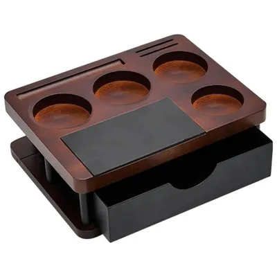 Produktbild von Espresso Tamper Box ,Tamperstation, multifunktionale Holz-Tamperhalterung mit Schublade, 51–58 mm, abnehmbares Design, ideal für Küche, Café & Barista