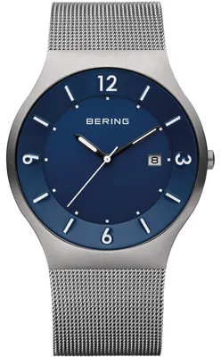 Obrázek produktu pro Pánské hodinky BERING, quartz, průměr pouzdra 40 mm, stříbrné ocelové pouzdro a modrý řemínek