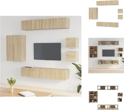 Produktbild von vidaXL 8-tlg. TV-Schrank-Set Sonoma-Eiche Holzwerkstoff -  TV-Möbel