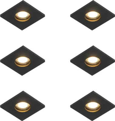 Produktbild von QAZQA - Set mit 6 modernen Bad I Badezimmer-Außen Einbaustrahlern schwarz - Doku I Außenbeleuchtung - Aluminium - LED geeignet GU10