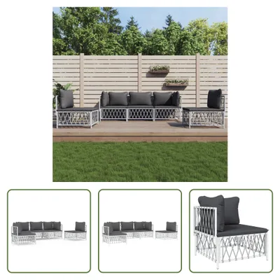Produktbild von The Living Store 5-tlg. Garten-Lounge-Set mit Kissen Weiß Stahl
