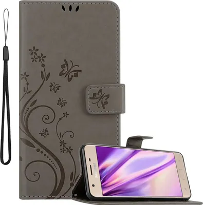 Obrázek produktu pro Cadorabo Pouzdro pro Samsung Galaxy J3 2018 Ochranný kryt v šedé barvě Pouzdro na mobil Flowers Flower