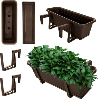 Image de KADAX Jardinière de balcon Pot de fleur 50cm Supports Garde-corps balcon