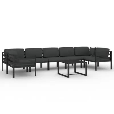 Immagine prodotto di Set da giardino 8 pezzi vidaXL con cuscini, alluminio antracite