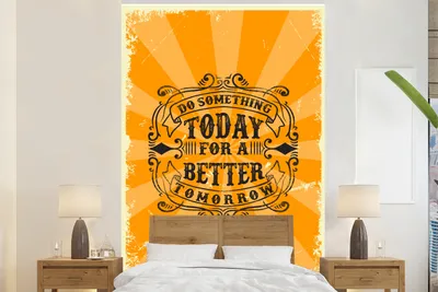 Produktbild von MuchoWow® Fototapete für Wohnzimmer oder Schlafzimmer Wandtapete Vinyl Motivtapete Jahrgang - Gestaltung - Text - 195x300 cm - Das Hintergrundbild
