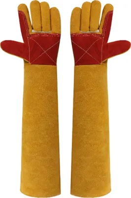 Produktbild von Handschuhe zum Umgang mit Tieren, 23,6 Zoll, bissfeste Haustierhandschuhe aus Leder fuer Katzen, Hunde, Voegel, Schlangen, Mehrzweck-Arbeitshandschuhe mit kratzfester Polsterung