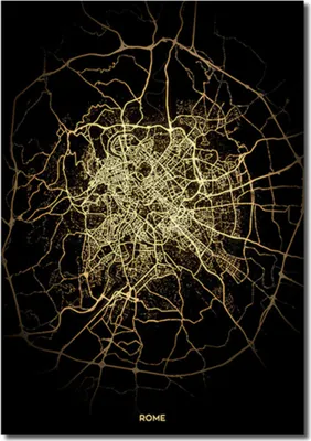 Produktbild von TPFLiving Kunstdruck LW-440 (OHNE RAHMEN) Poster - Leinwand - Wandbild - Hochauflösender Giclée-Druck, langlebig und hochwertig - Beleuchtete Stadtpläne berühmter Metropolen Modell H: Rom -  - Größe: 20x25cm
