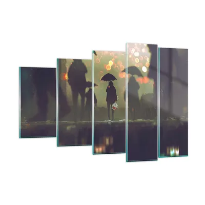 Produktbild von Bilder auf glas - Straße Regen Wasser - 150x100cm - Glasbilder - Wandbilder - Kunstdruck - zum Aufhängen bereit - Wanddekoration aus Glas - Glas Bilder - Wandbild auf Glas - 5 Teile - GEG150x100-3885