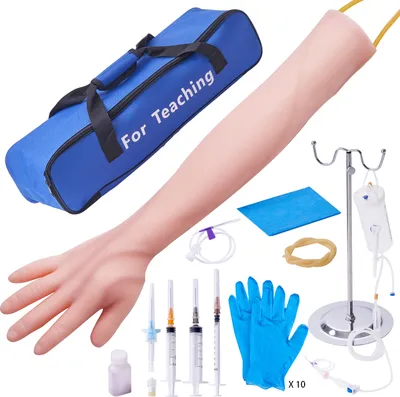 Produktbild von SucceBuy Phlebotomy-Übungsset, hochsimulierter IV-Trainingsarm, Venenpunktionsset mit Tragetasche für Studenten und Krankenschwestern