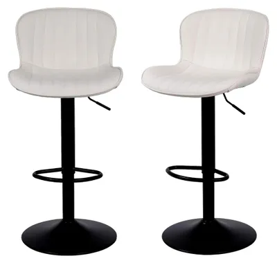 Produktbild von Barhocker 2er Set, Höhenverstellbare Barstühle mit Lehne und Fußstütze, Drehbare Küchenstühle für Esszimmer, Küche und Theke, Beige