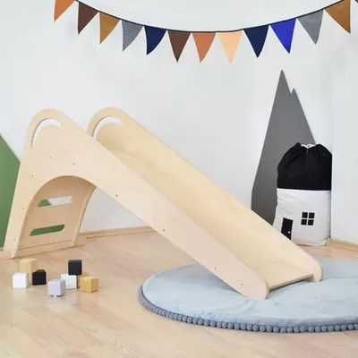 Produktbild von Kinderrutsche aus Holz für drinnen FICHEE - Naturdekor